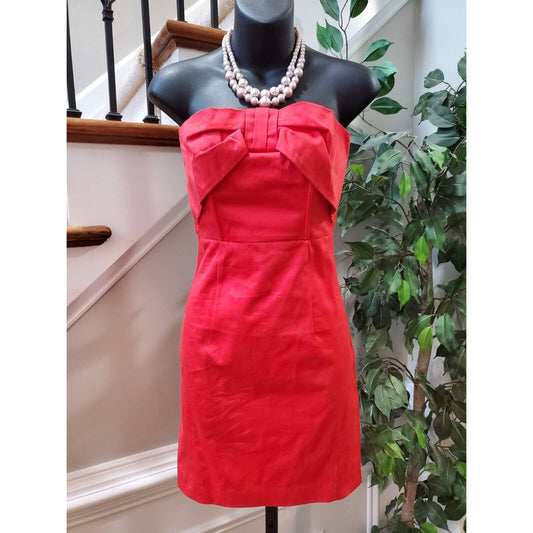 H&M Women's Red Casual Cotton Off Shoulder Sleeveless Knee Length Dress Size 6
