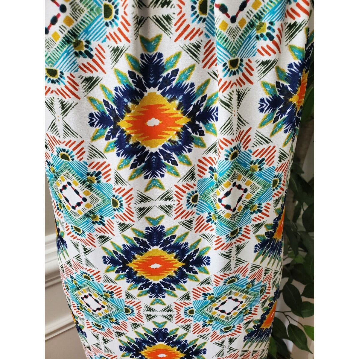 Spense Women Multicolor Polyester Round Neck Sleeveless Knee Length Dress Size L