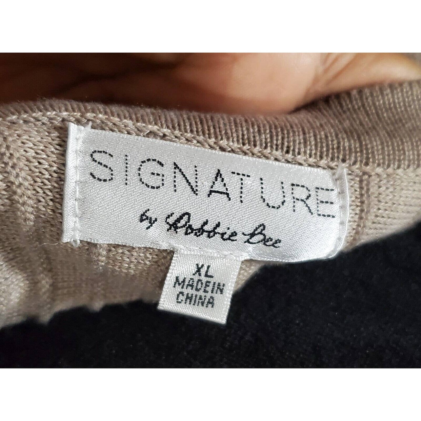 Signature Women's Beige Round Neck Long Sleeve Knee Length Sweater Dress XL