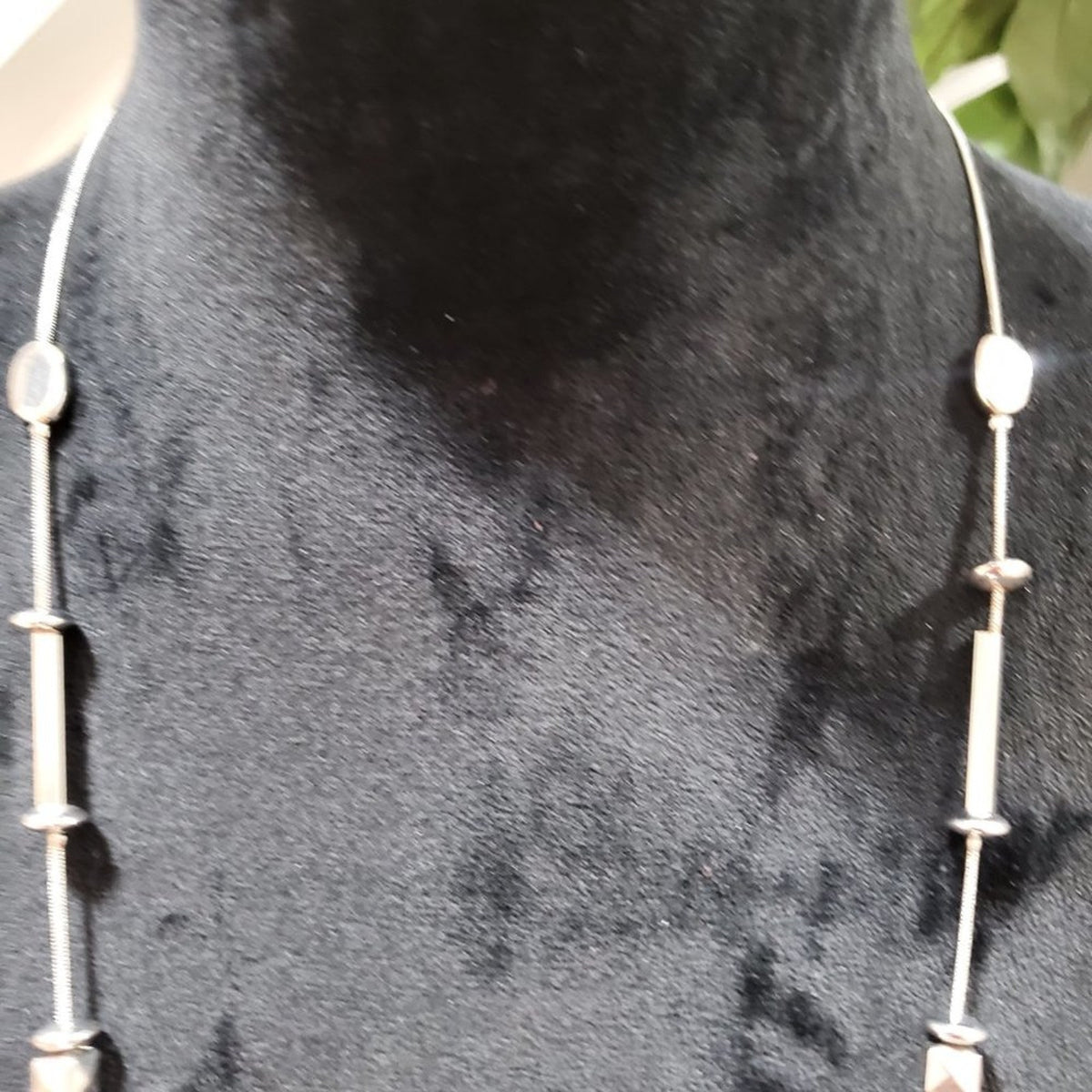 Women's Silver Tube Beaded Fashion Jewelry Necklace