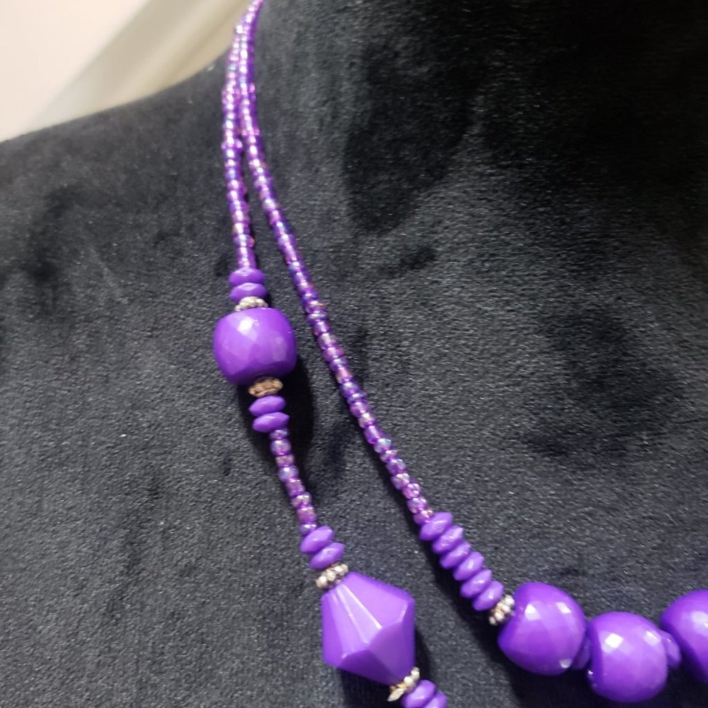 Women's Purple Round Shape Double Layer Beaded Fashion Necklace