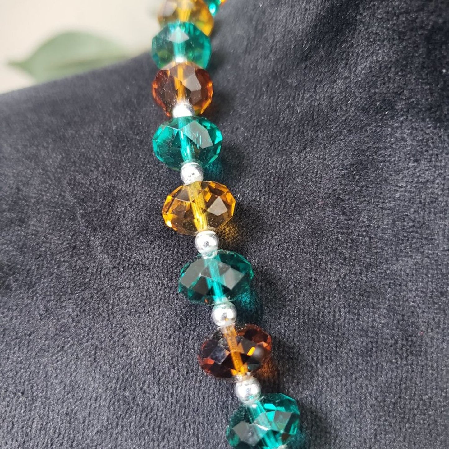 Womens Gorgeous Multicolor Crystal Beaded Collar Necklace with Lobster Clasp