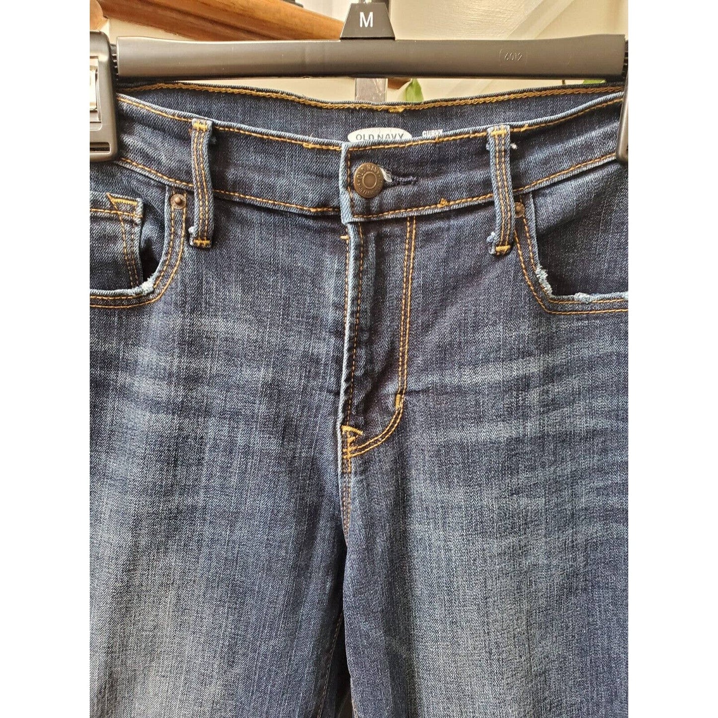 Old Navy Women's Blue Denim Cotton Mid Rise Curvy Bootcut Jeans Pants 8 Short