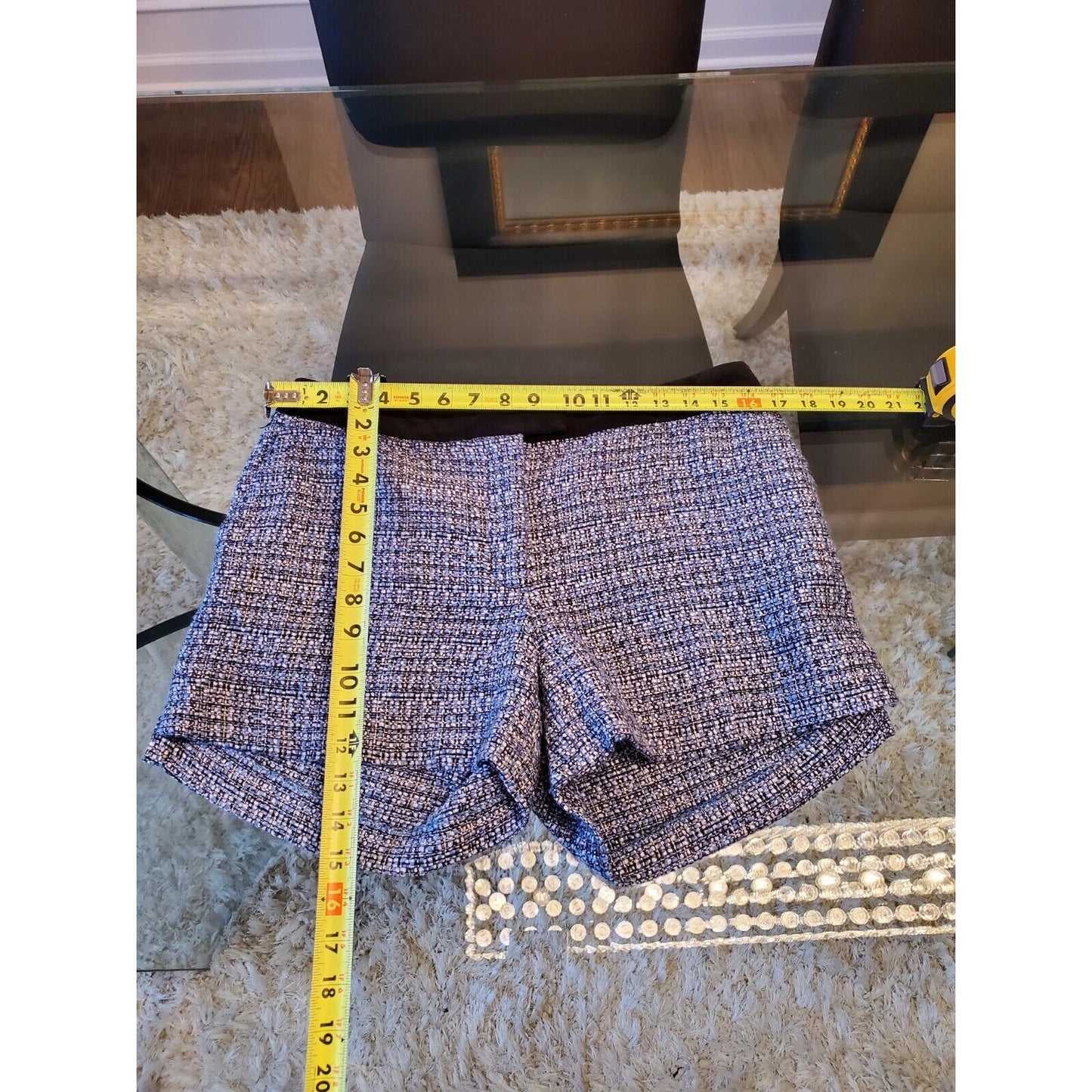 H&M Women's Blue Polyester Zipper Mid Rise Regular Fit Casual Shorts Size 10