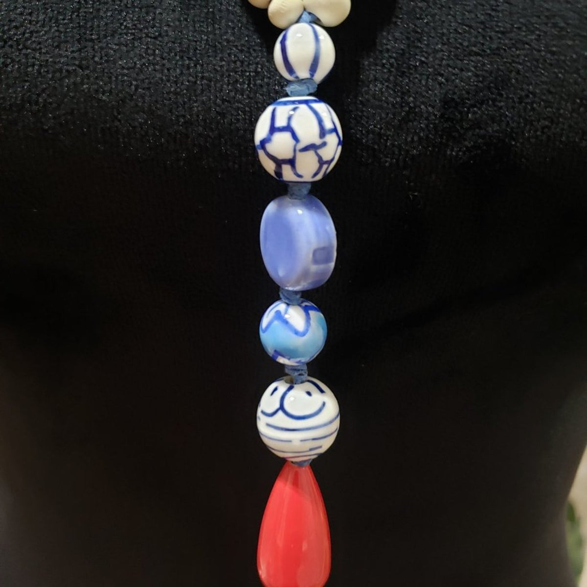 Womens Fashion White Blue Pearl Beaded Collar Beautiful Necklace Jewellery