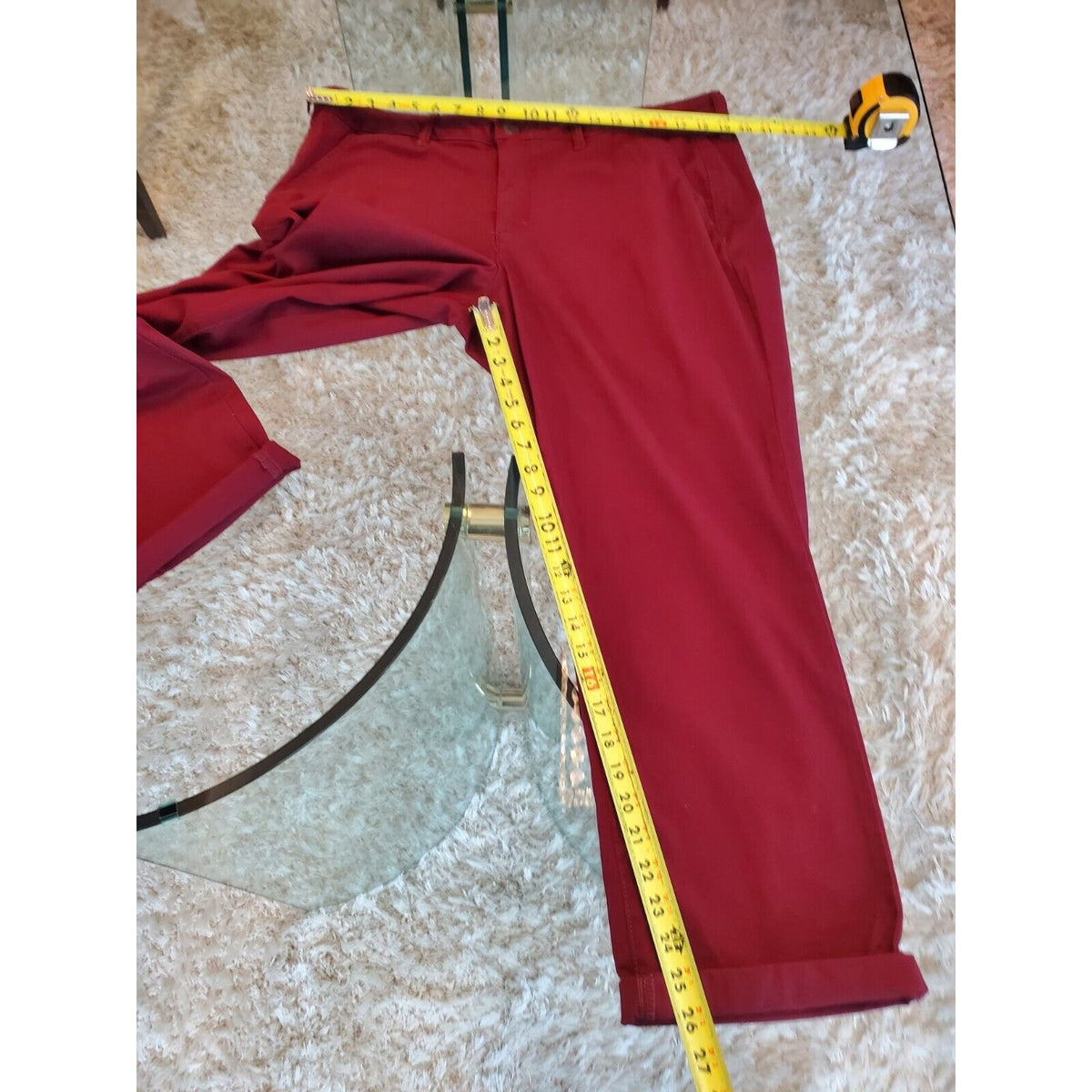 St Johns Bay Womens Red Slash Mid Rise Flat Front Girlfriend Chino Pants Size 18
