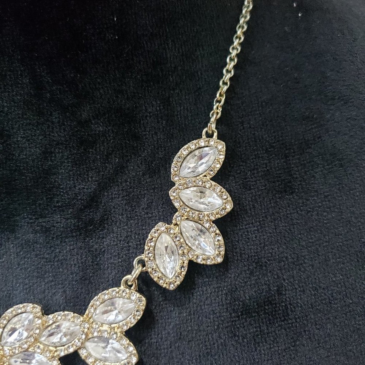 C Women's Gold Tone Clear Teardrop Rhinestones Princess Necklace