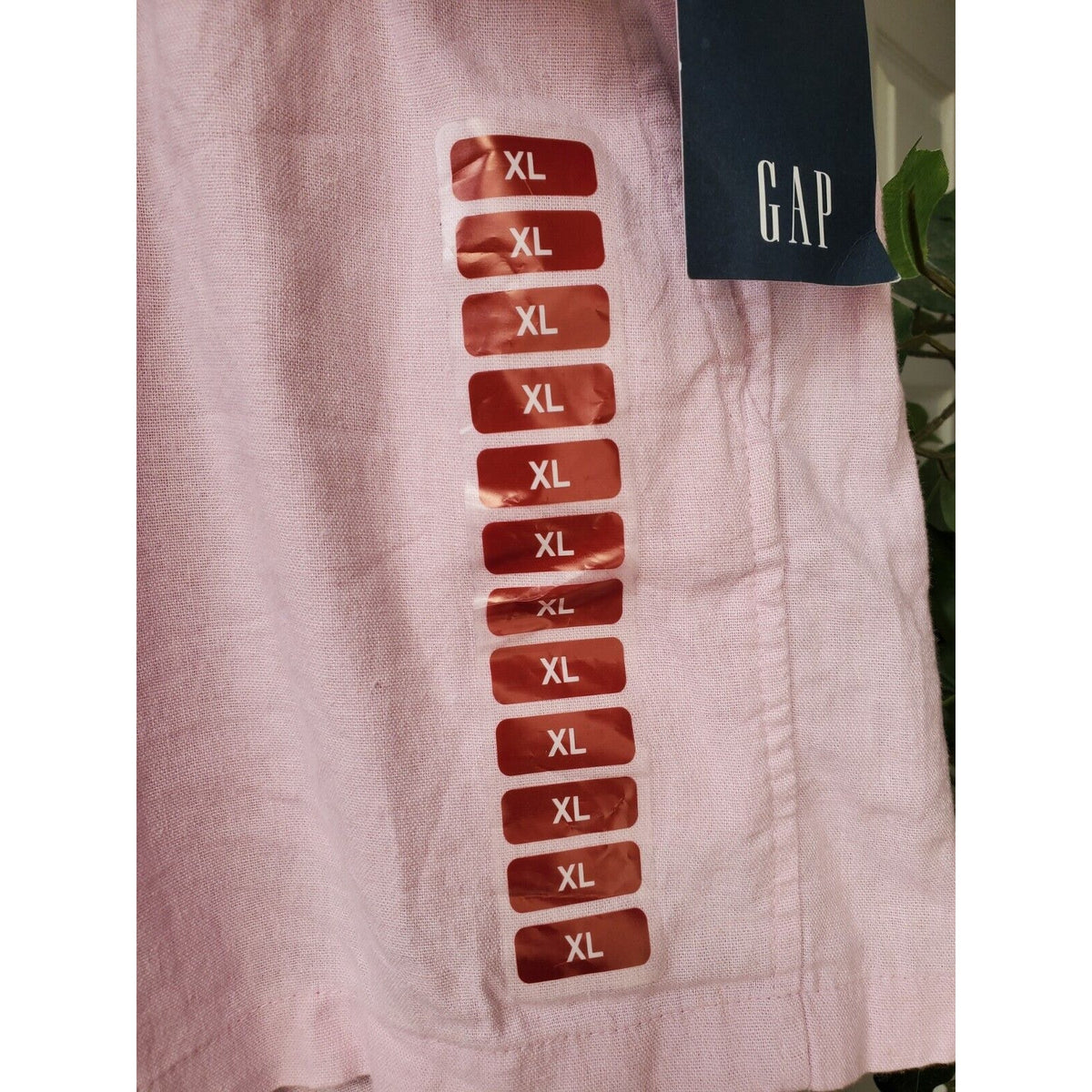 Gap Women Pink Solid Linen Mid Rise Pull On Comfort Waist Casual Shorts Size XL