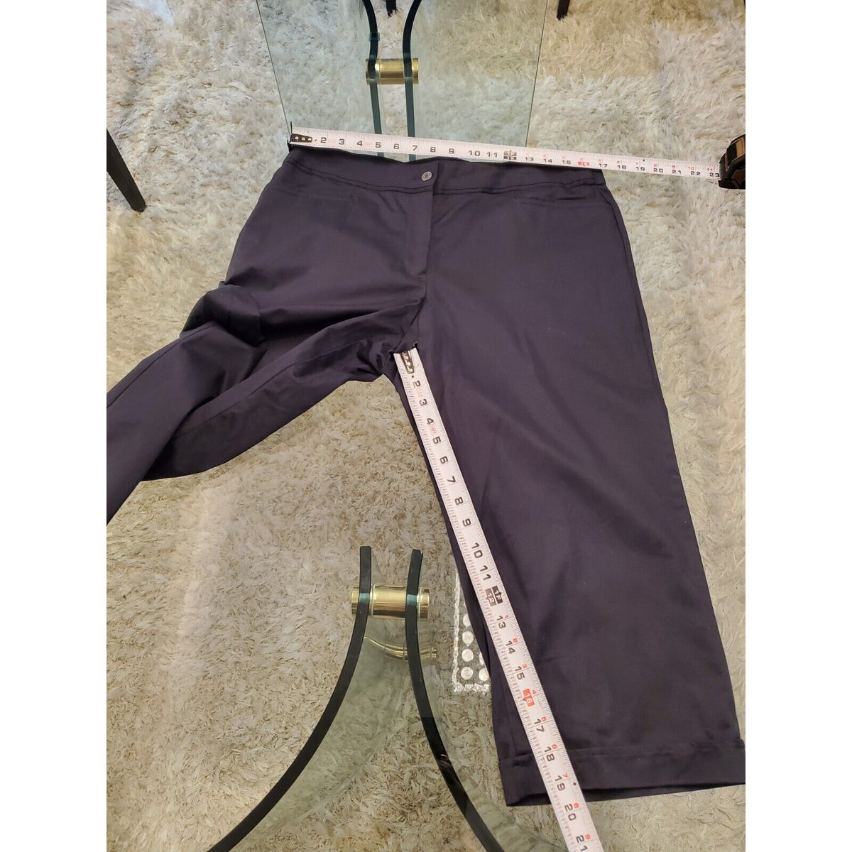 Sag Harbor Womens Blue Solid Cotton Casual Crop Length Stretch Capri Pants 14P