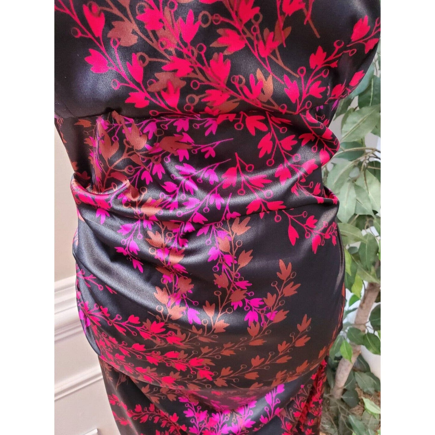 London Style Women Floral Polyester Square Neck Sleeveless Knee Length Dress 12