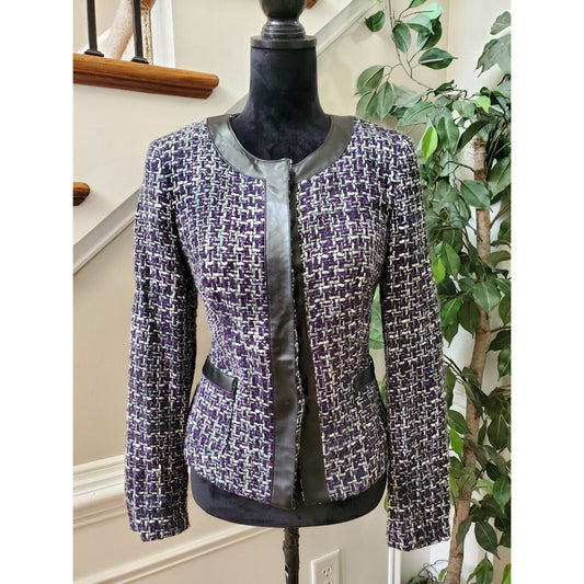Zac & Rachel Women Purple 100% Acrylic Long Sleeve Button Front Jacket Blazer 8