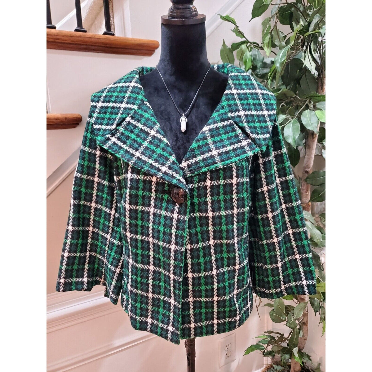 Cato Women's Green Polyester Long Sleeve Button Front Casual Jacket Blazer 18W