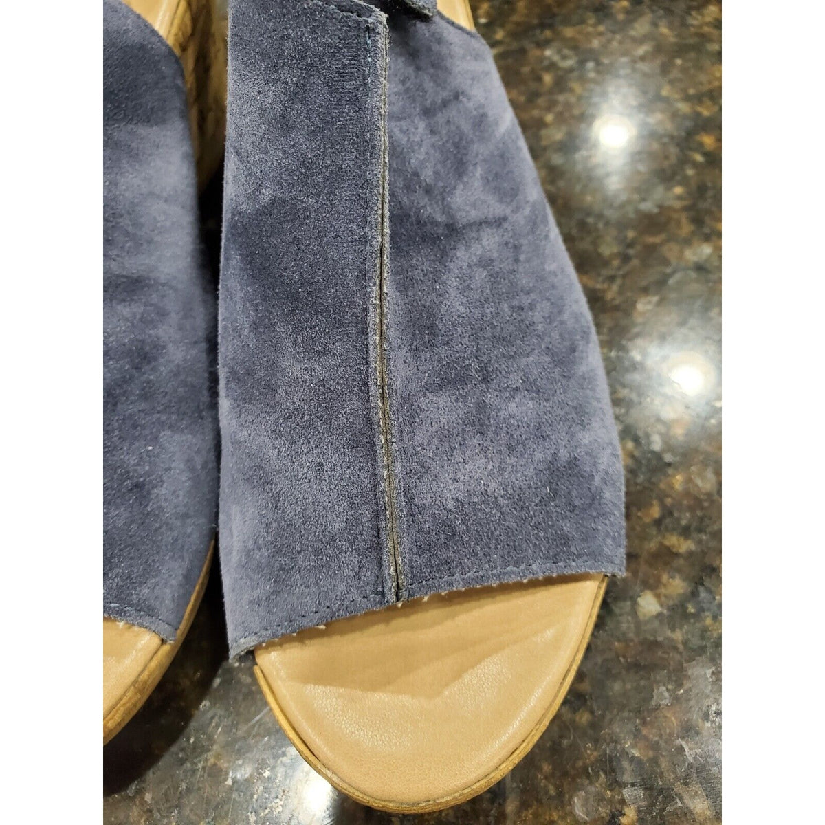 A Giannetti Women's Shoes Sandals Wedge Size 9 Blue Suede Open Toe Sling Back