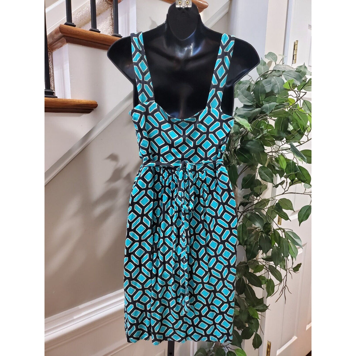 Apt. 9 Women Black & Blue Rayon Scoop Neck Sleeveless Knee Length Dress Size XS