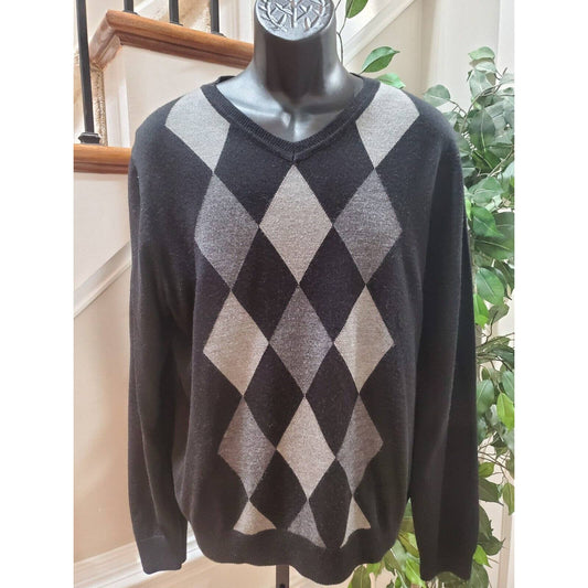 APT.9 Men's Black Acrylic Long Sleeve V-Neck Pullover Knit Sweater Size Large