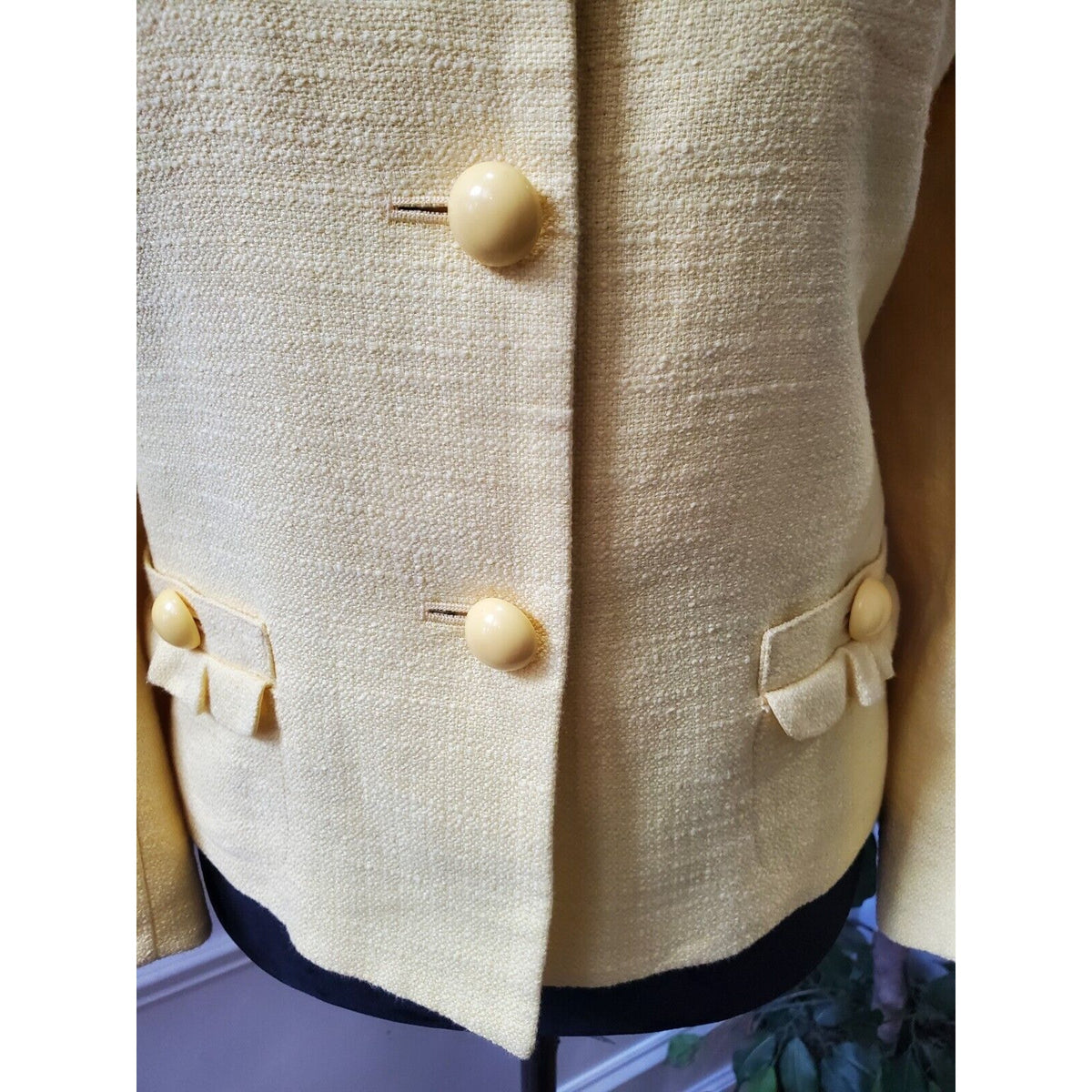 Talbots Women's Yellow Cotton Long Sleeve Casual Button Front Jacket Blazer 14P