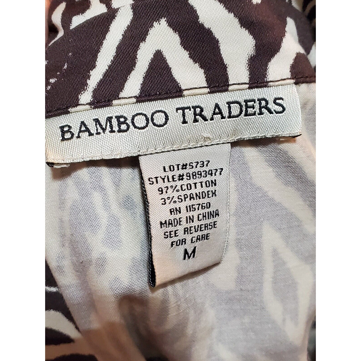 Bamboo Traders Women's Brown White Long Sleeve Belted Button Front Jacket Medium