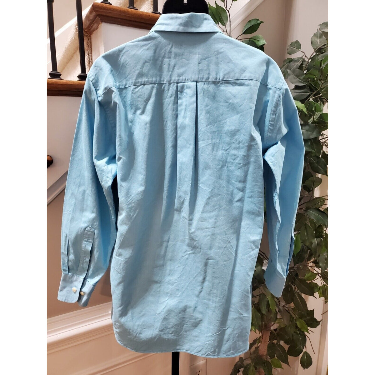Nautica Men's Blue Cotton Long Sleeve Collared Buttons Down Casual Shirt 15.5