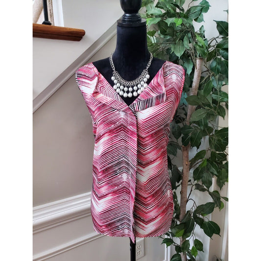 Worthington Petite Women's Multicolor Polyester V-Neck Sleeveless Top Blouse PXL