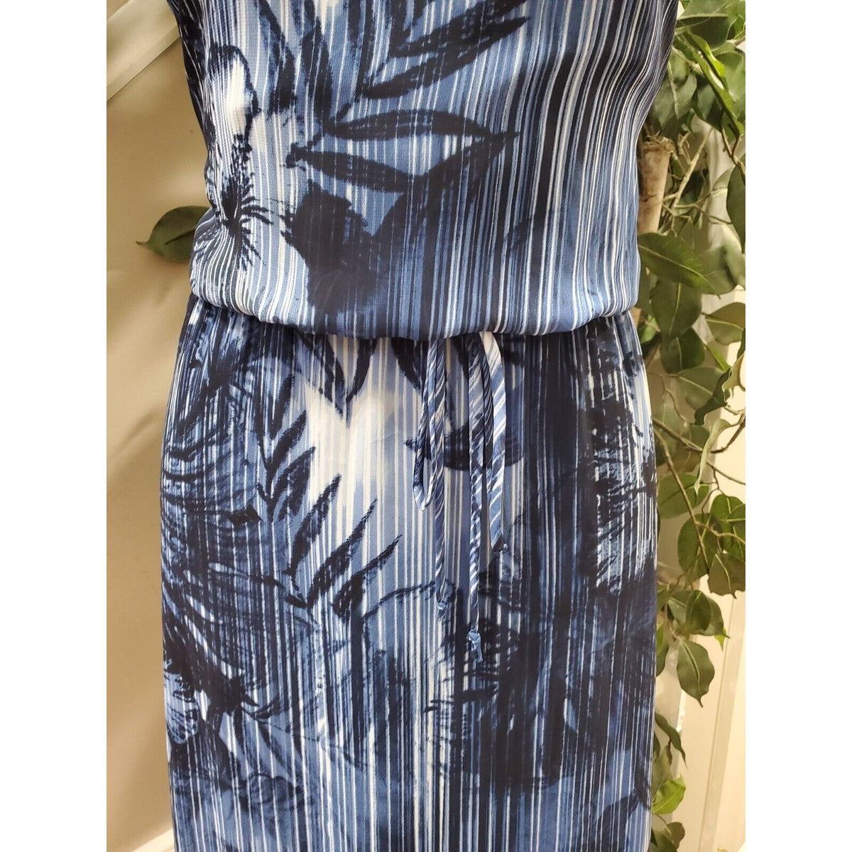 Connected Apparel Womens Blue Polyester Round Neck Sleeveless Long Maxi Dress 10