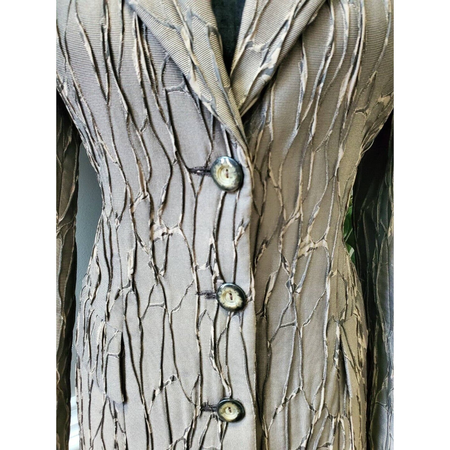 Vintage Serge Dana Brown Polyester Long Sleeve Single Breasted Fitted Blazer 40