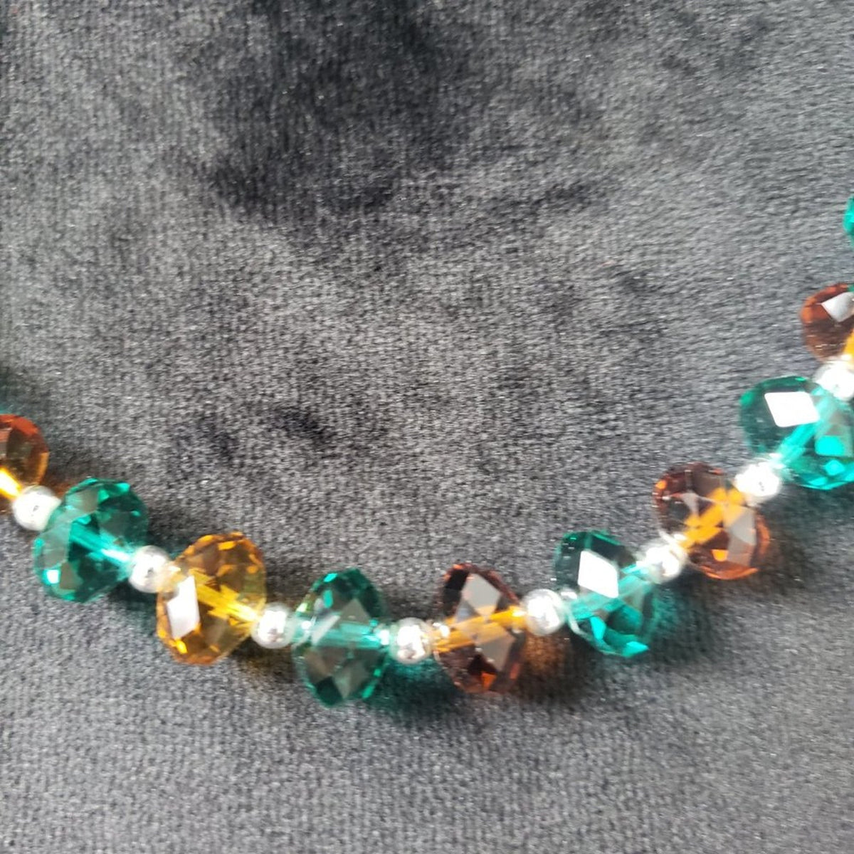 Womens Gorgeous Multicolor Crystal Beaded Collar Necklace with Lobster Clasp