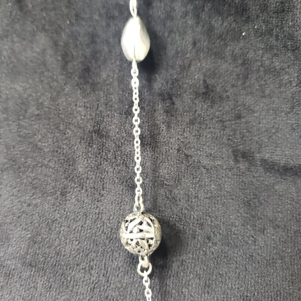 RMN Womens Silver and Brass Tone Beaded Charm Necklace with Lobster Clasp