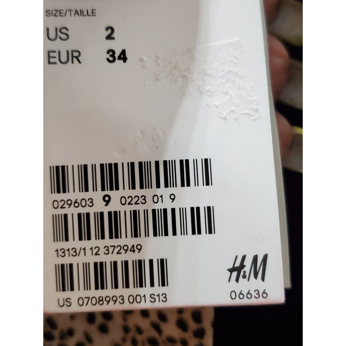 H&M Women's Beige & Black Polyester Round Neck Long Sleeve Knee Length Dress 2