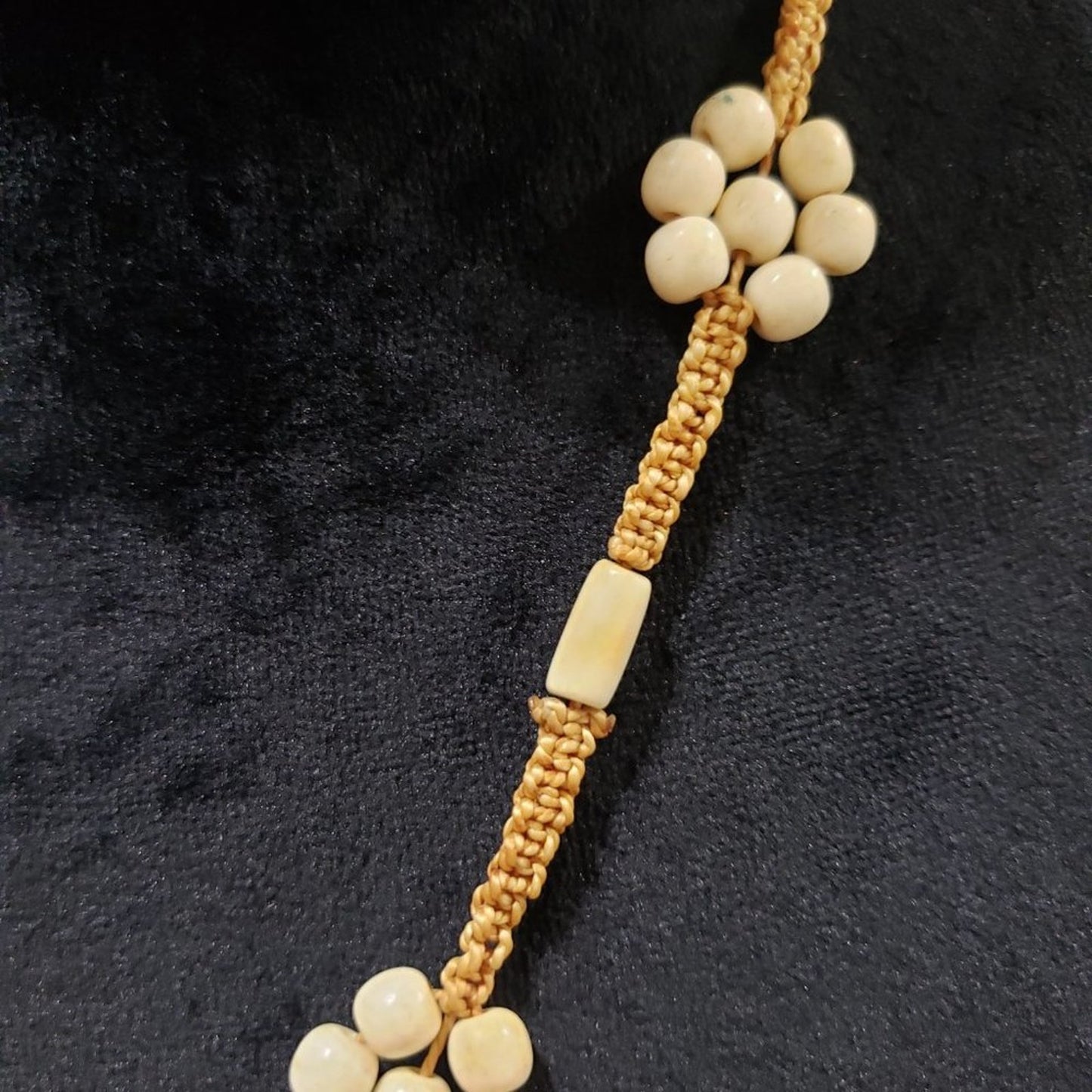 Womens Cream Color Beads Teardrop Brown Pendant Necklace