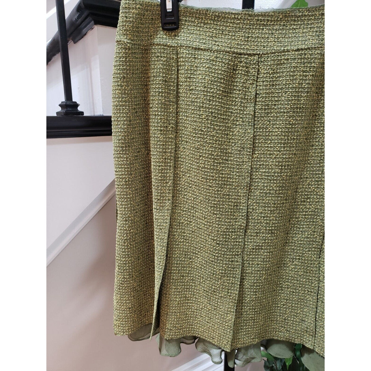 Anne Klein Women's Green Polyester Casual Back Zipper Knee Length Skirts Size 10