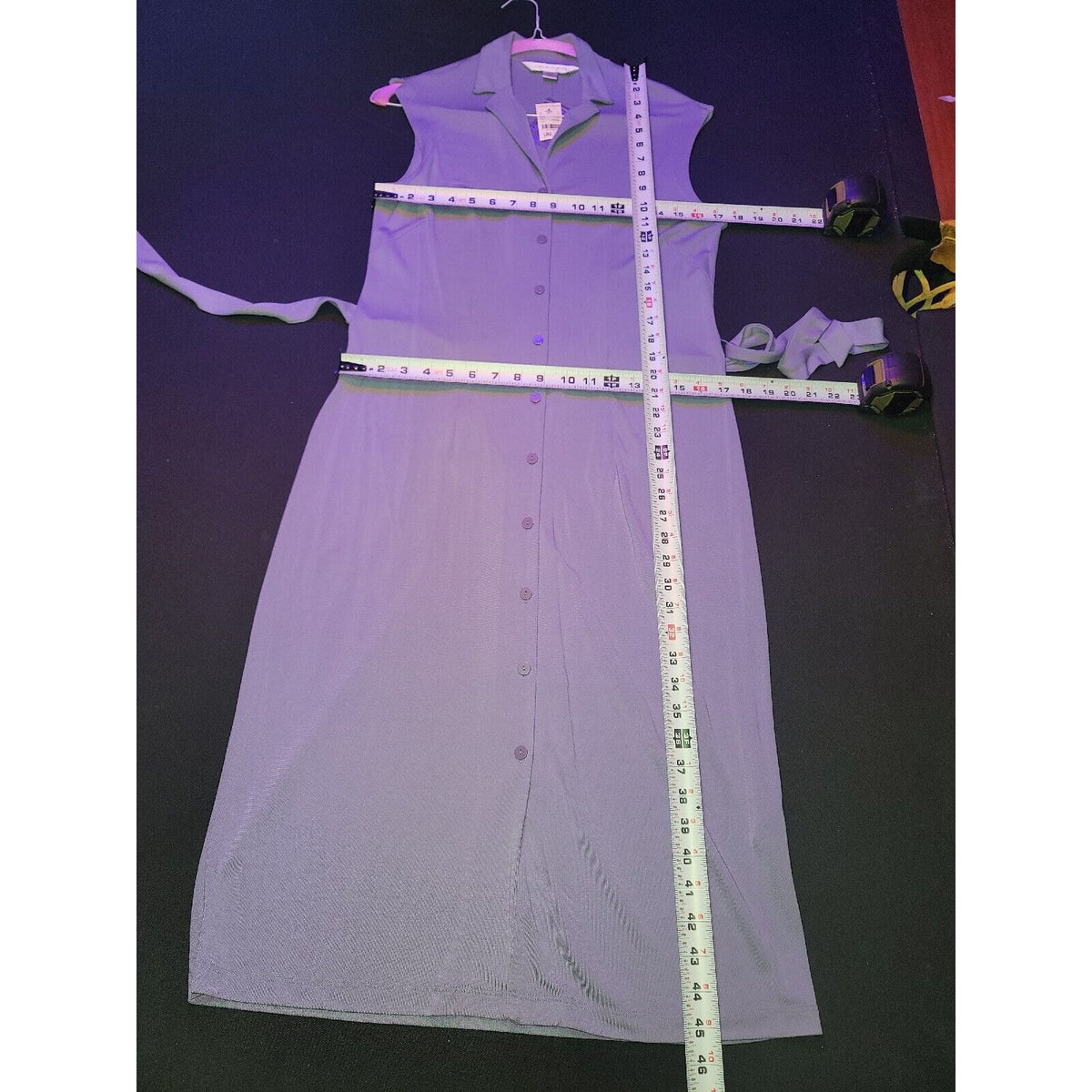 Casual Corner Women's Purple Rayon Neck Sleeveless Knee Length Dress Size Large
