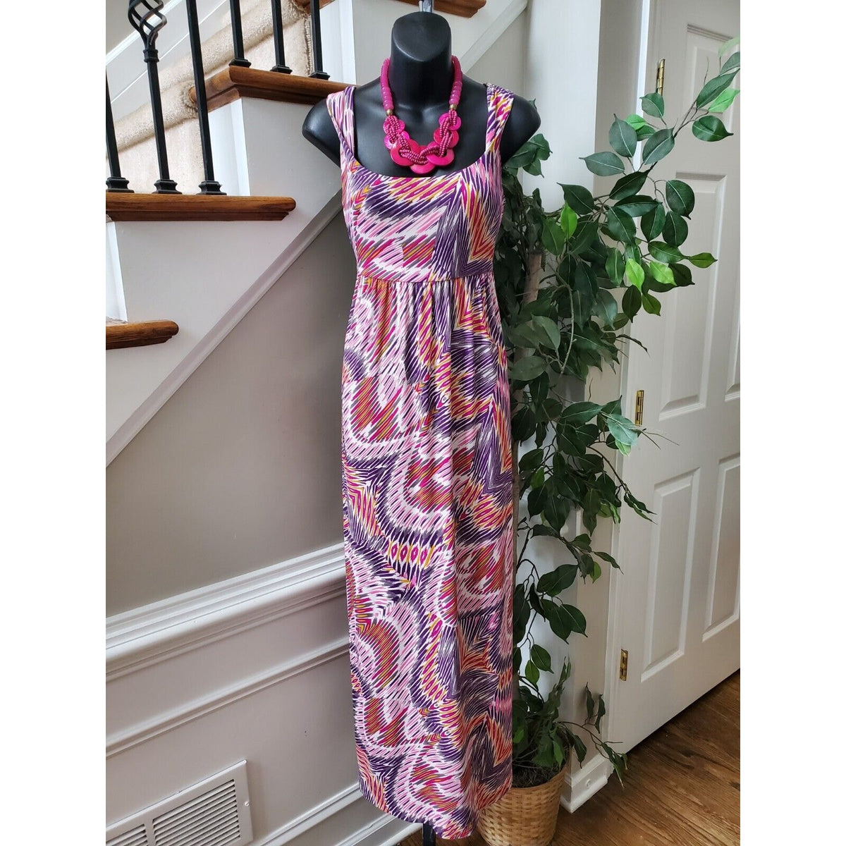 Isabella Demarco Women's Multicolor Scoop Neck Sleeveless Long Maxi Dress Small