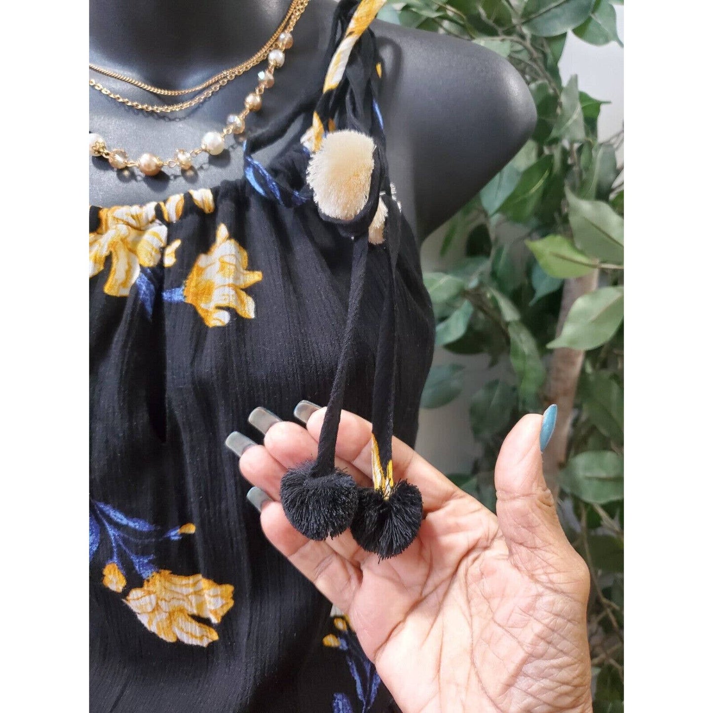 Xhilaration Women Black Floral Rayon Halter Neck Sleeveless Long Maxi Dress 2XL
