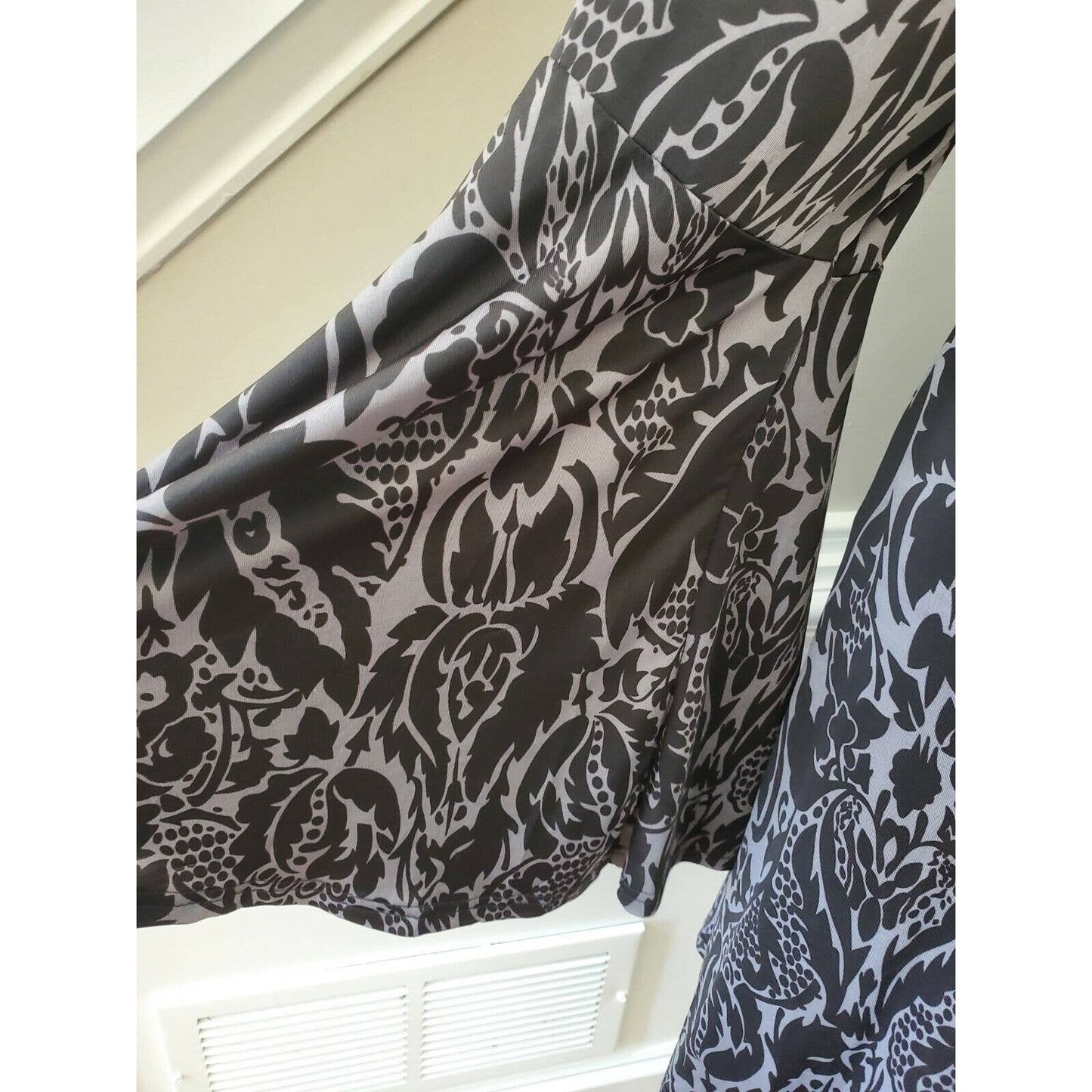 Reeborn Women Black Polyester Scoop Neck Long Sleeve Knee Length Dress Size 1XL