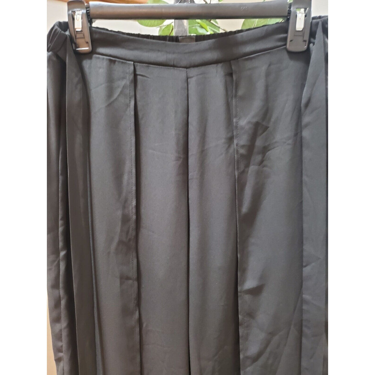 SHELN Womens Black Solid High Rise Drawstring Pleated Casual Trouser Pant Size 6