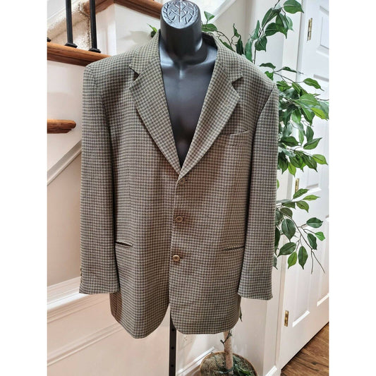 Bachrach Men Brown Wool Long Sleeve Three Button Single Breasted Jacket Blazer