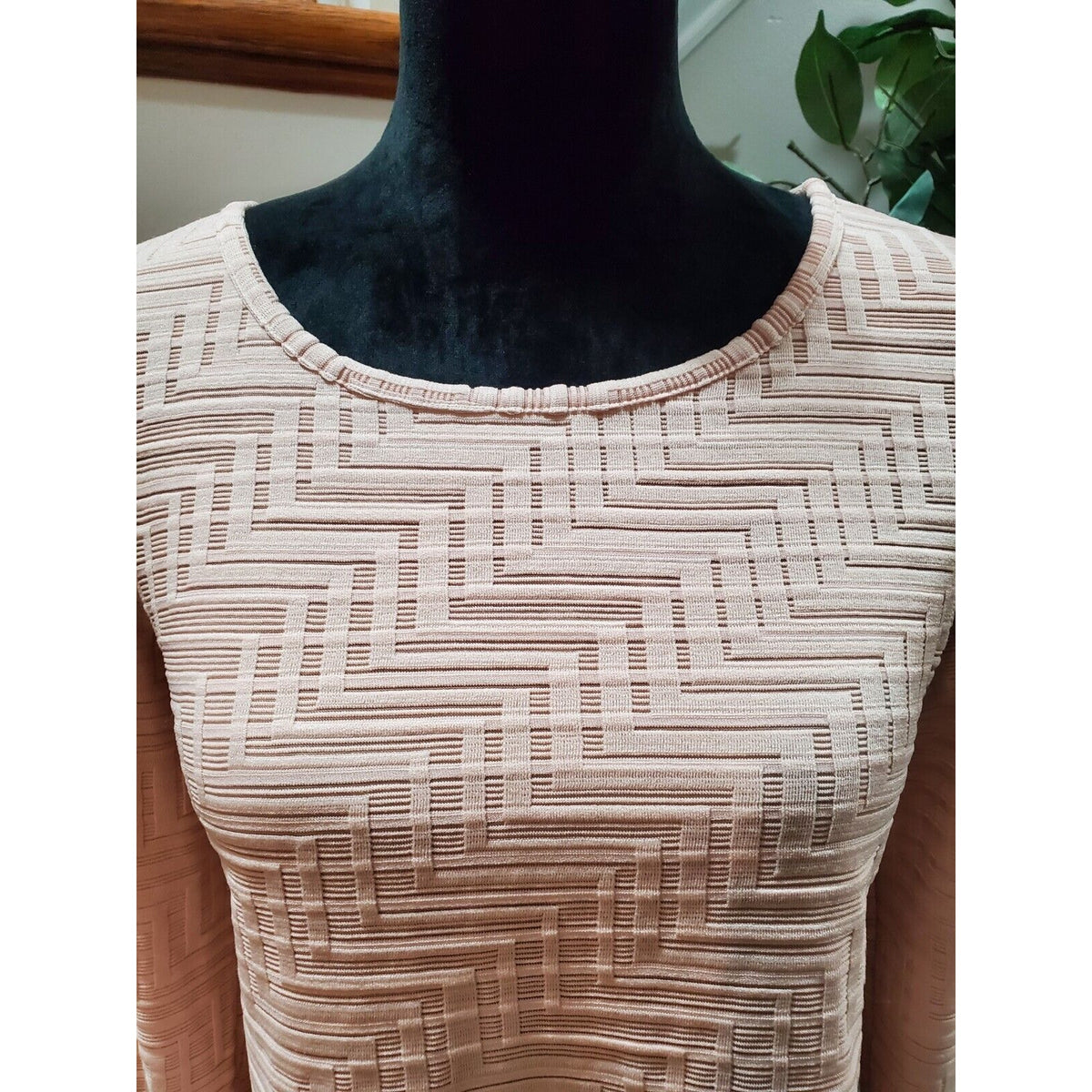 The Limited Women's Beige Polyester Round Neck Long Sleeve Casual Top Blouse L