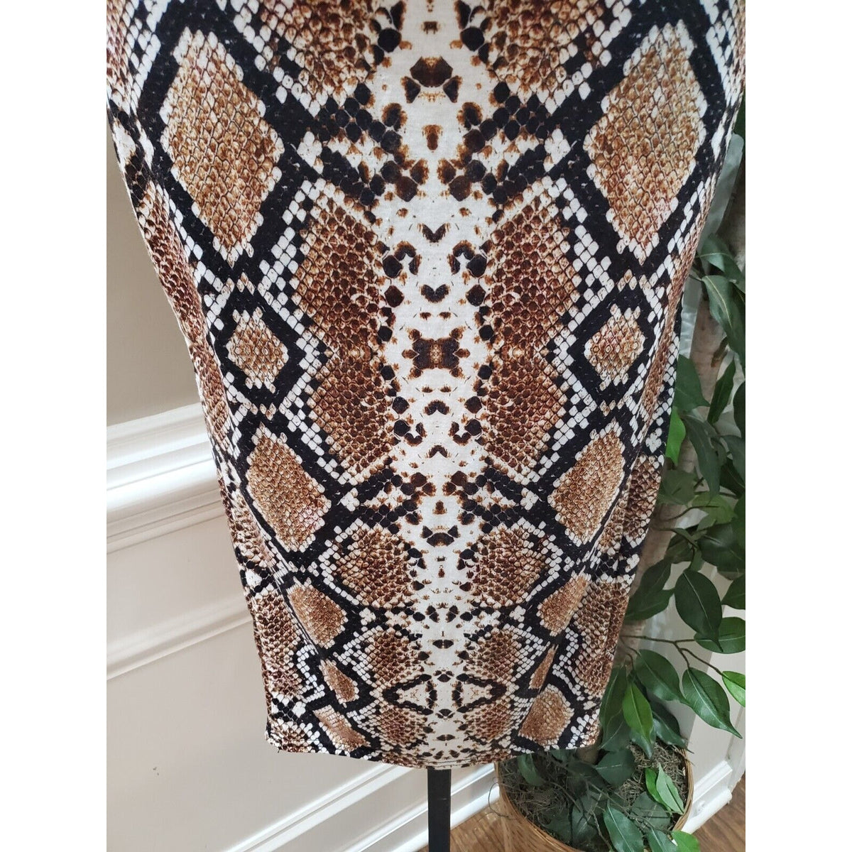 Pretty Little Thing Beige Snake Skin Square Neck Sleeveless Strappy Midi Dress 4