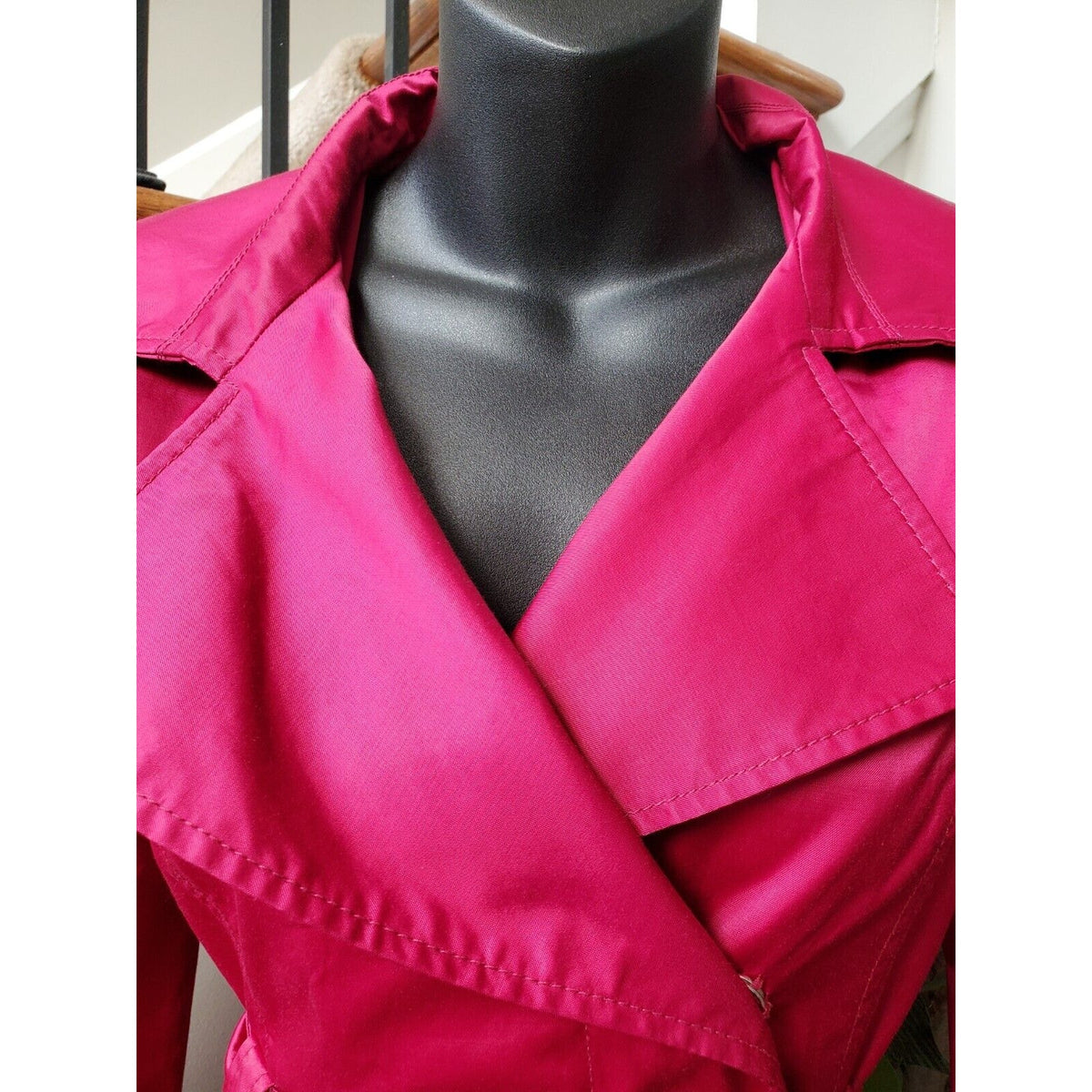 Mossimo Womens Pink Polyester Notch Collar Long Sleeve Belted Coat Jacket Small