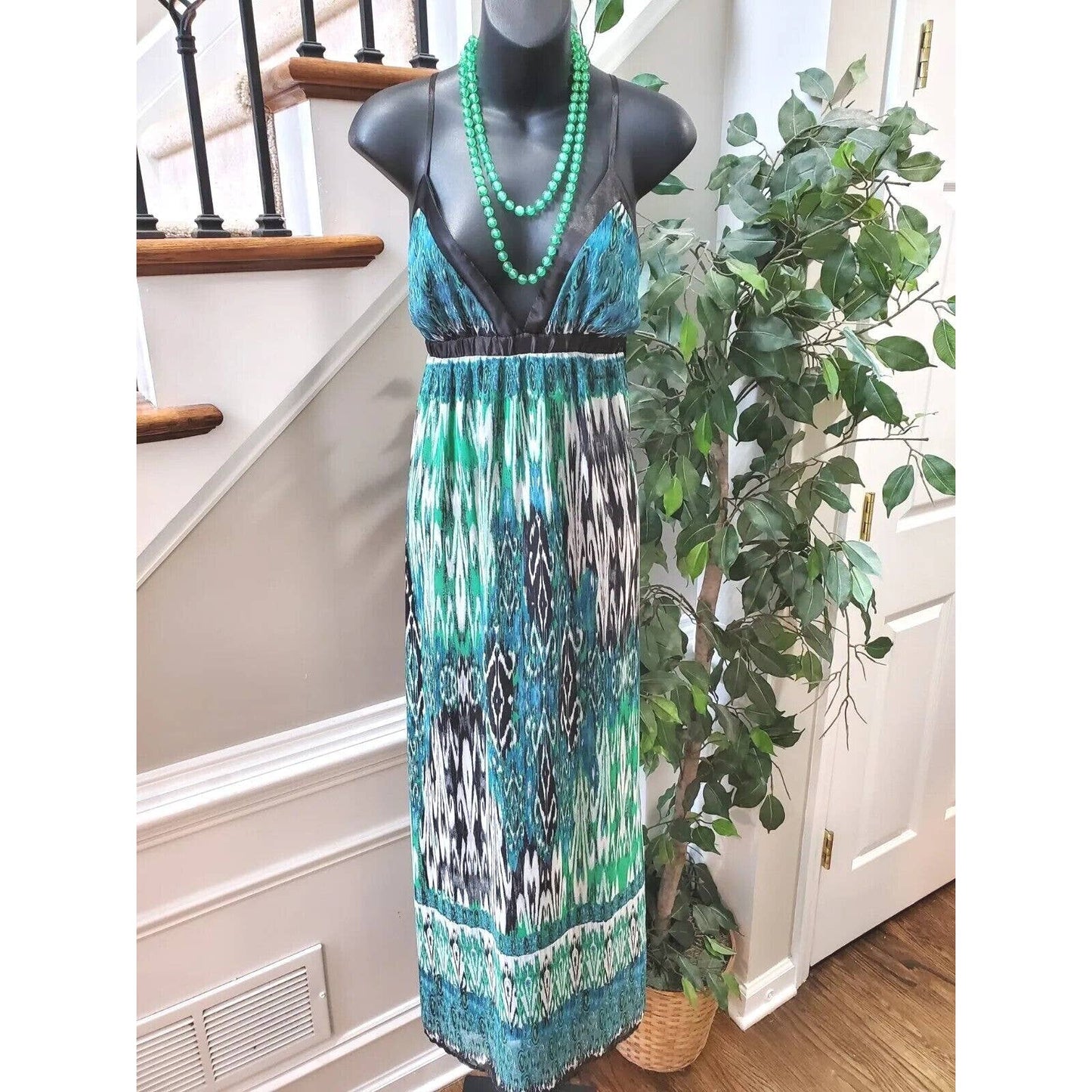 JFW Women Multicolor 100% Polyester Sweetheart Neck Sleeveless Long Maxi Dress L