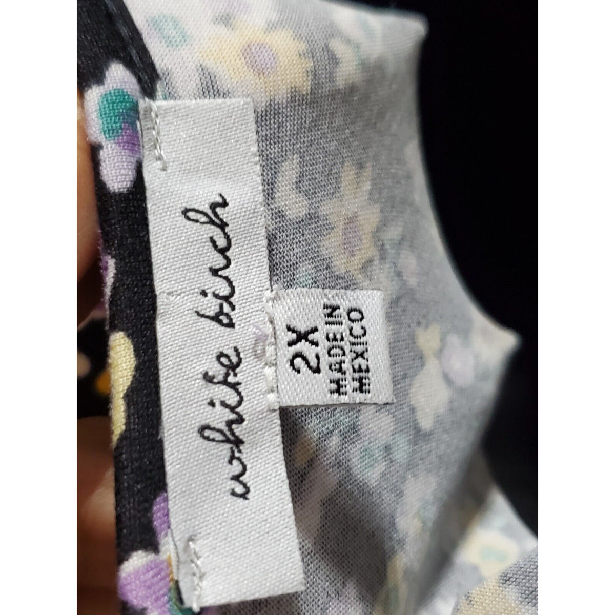 White Birch Women Black Floral Polyester Round Neck Long Sleeve Casual Romper 2X