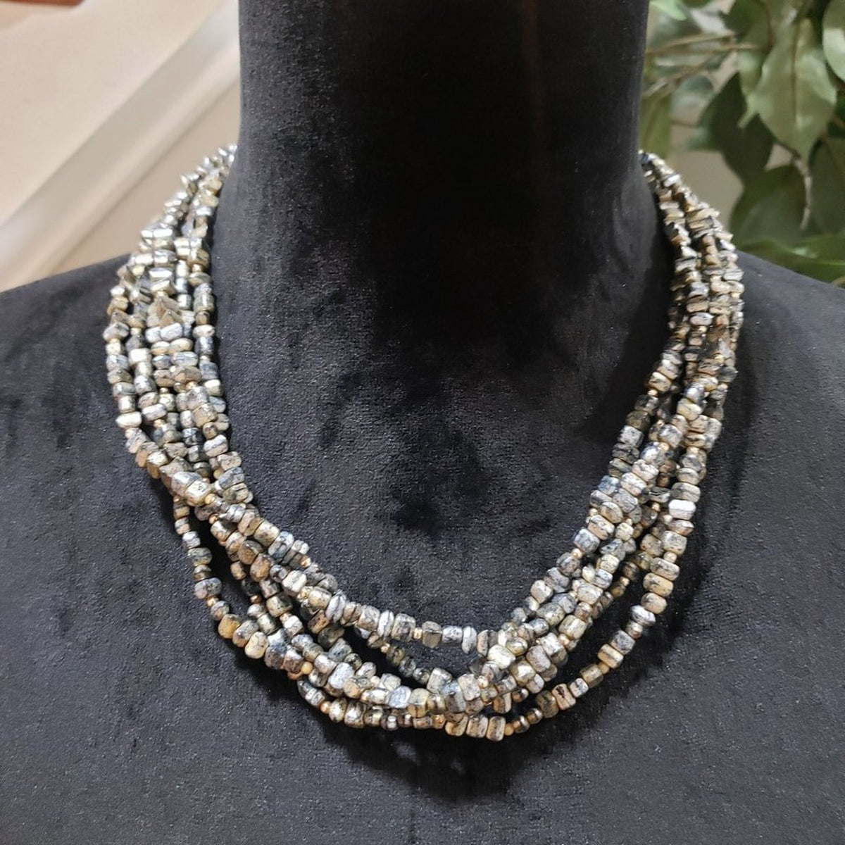 Womens Silver Multilayer Round Beaded Lobster Clasp Fashion Jewelry Necklace