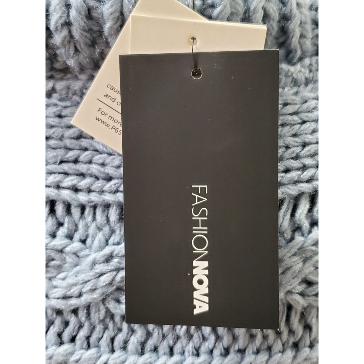 Fashion Nova Hoping For Love Blue Off Shoulder Cable Knit Sweater 2XL