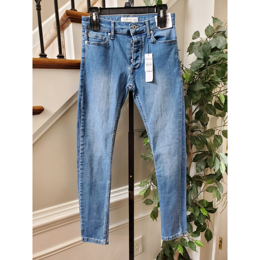 Topman Women's Blue Solid Denim Cotton Stretch Skinny Casual Jeans Pant 26/32