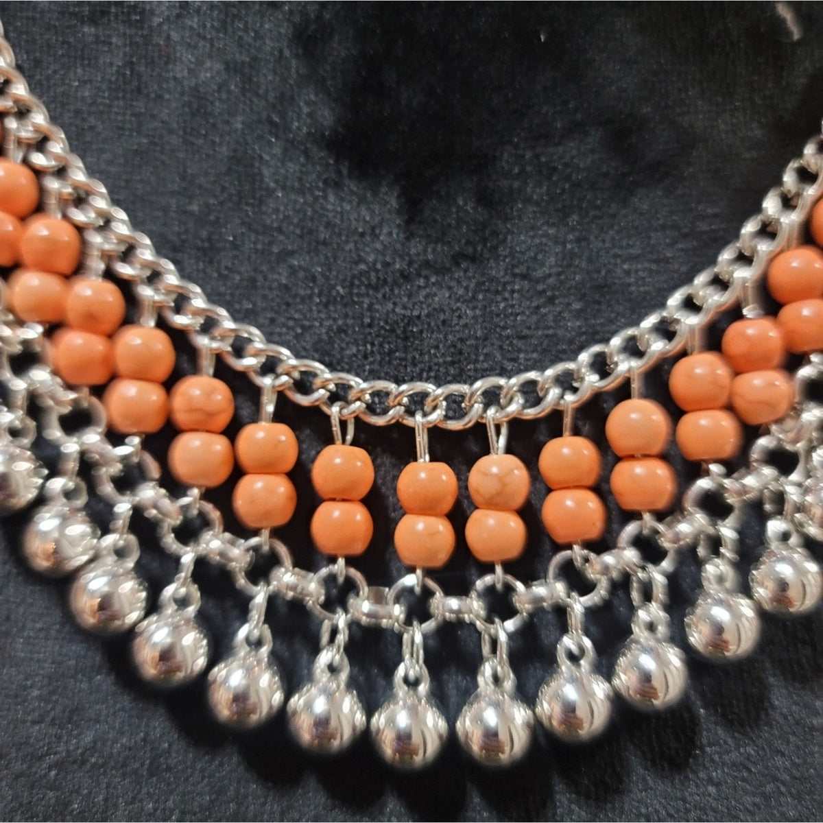 Coral and Silver Fashion Necklace