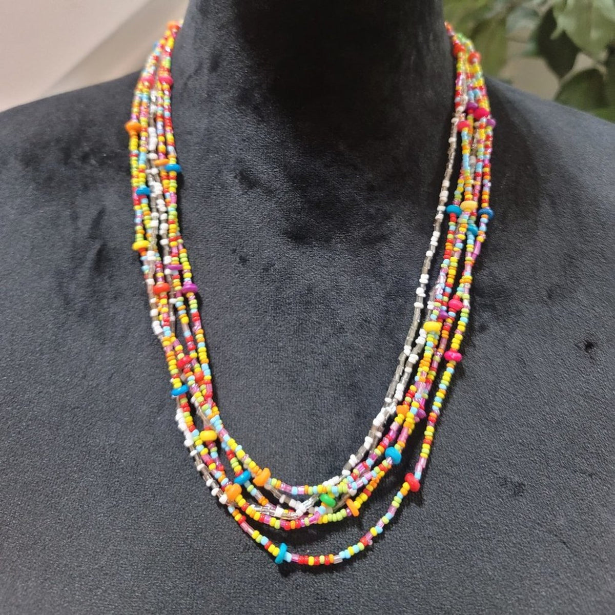 Vintage Bohemia Handmade Rainbow Seed Beads Simple Choker Necklace
