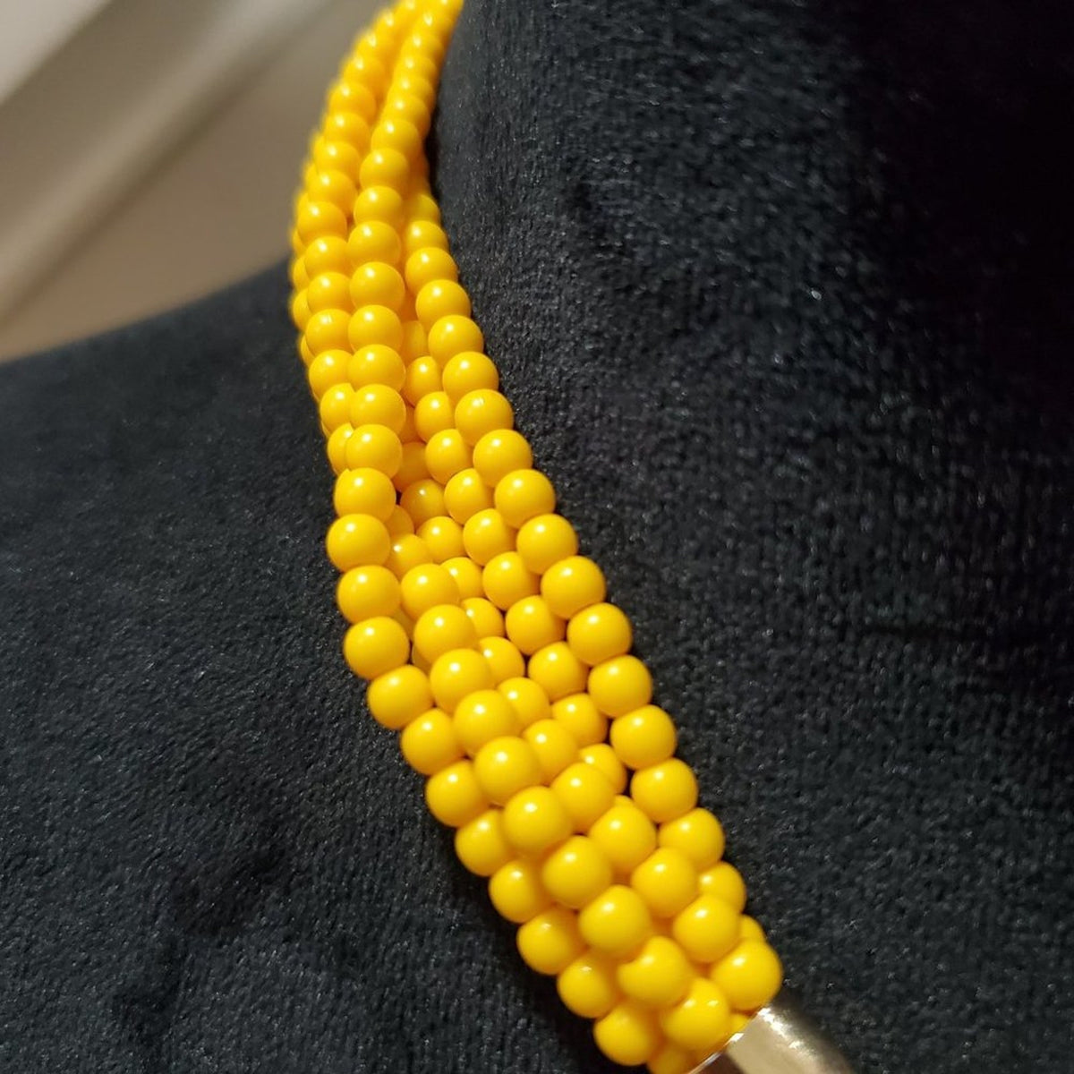 Nickel Free Women's Yellow Multilayer Round Beaded Fashion Jewelry Necklace