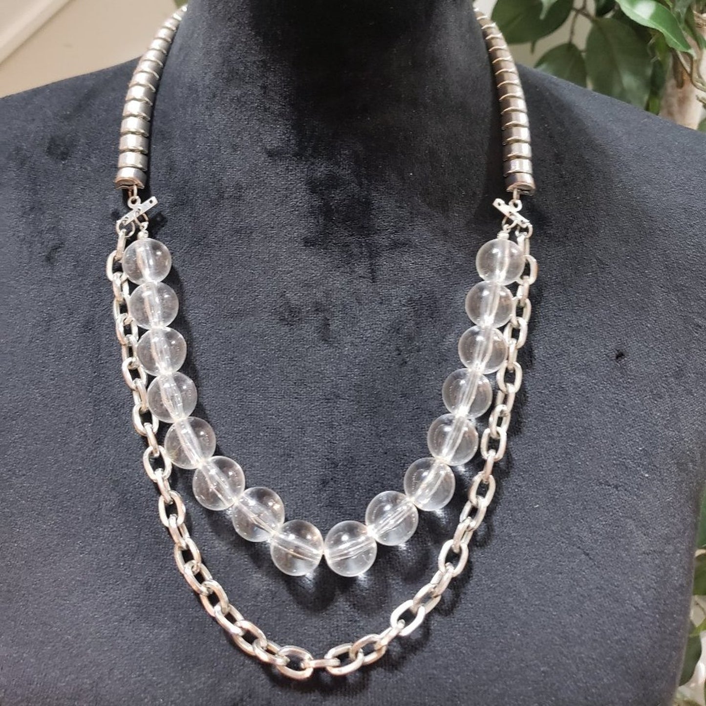 Women's Silver Tone Double Strand With Freshwater Pearls Lobster Clasp Necklace
