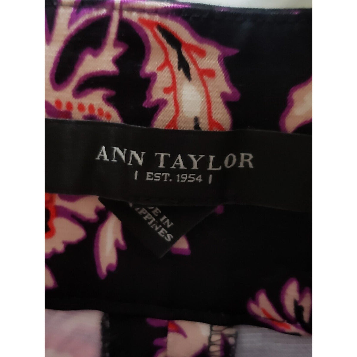 Ann Taylor Floral Elastic Waist Mid Rise Straight Leg Casual Crop Pants 6