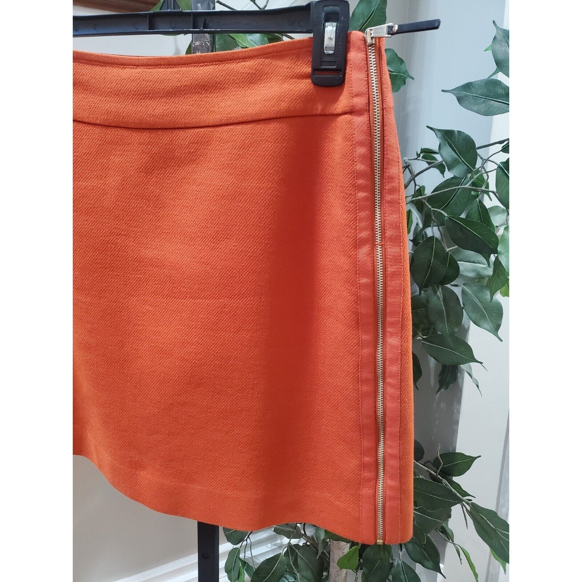 Ann Taylor Women's Orange Solid Cotton Lined Side Zip Pencil Textured Skirt 8P